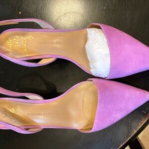 Banana Republic Pink Suede Pointed-Toe Slingback Heels
